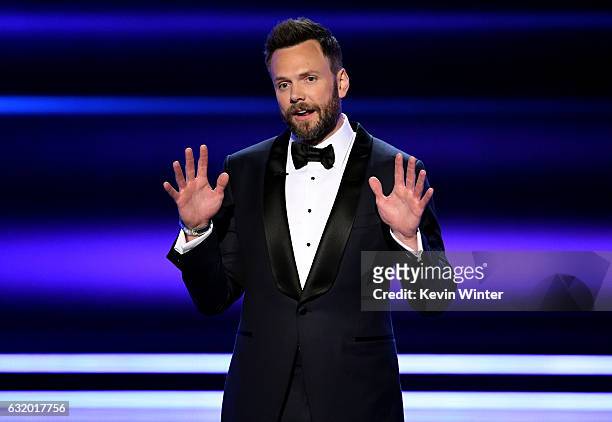 Host Joel McHale speaks onstage during the People's Choice Awards 2017 at Microsoft Theater on January 18, 2017 in Los Angeles, California.