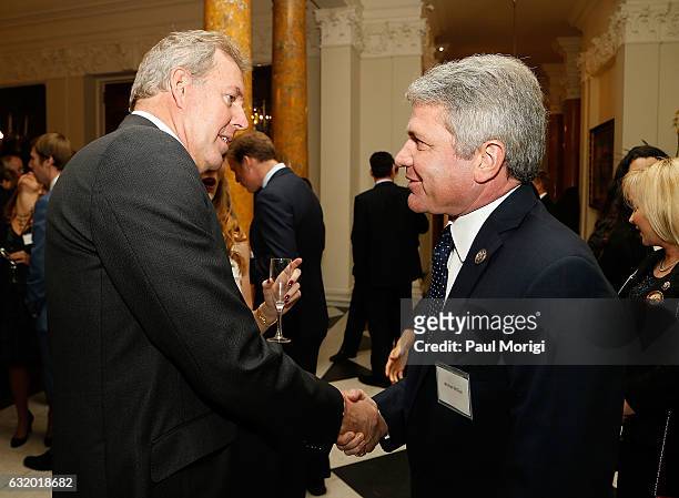British Ambassador Kim Darroch greets Rep. Michael McCaul at an Afternoon Tea hosted by the British Embassy to mark the U.S. Presidential...
