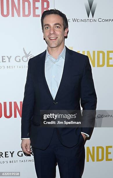 Actor B. J. Novak attends the screening of "The Founder" hosted by The Weinstein Company with Grey Goose at The Roxy on January 18, 2017 in New York,...