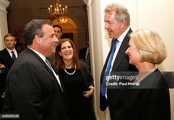 Govenor Chris Christie, Mary Pat Christie, British Ambassador Kim Darroch and Lady Vanessa Darroch attend an Afternoon Tea hosted by the British...