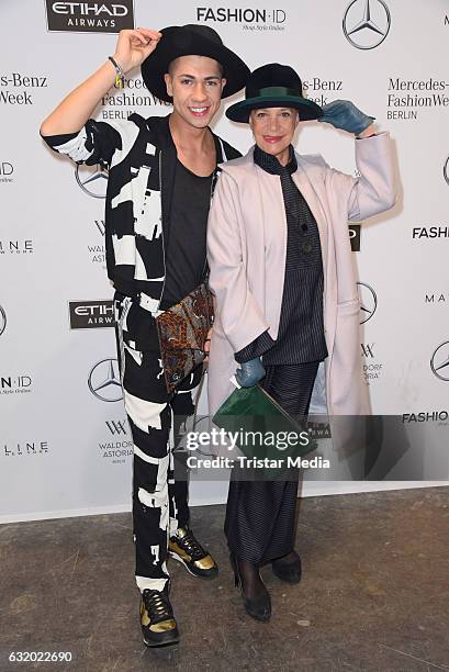 Maximilian Seitz and Barbara Engel attend the Perret Schaad show during the Mercedes-Benz Fashion Week Berlin A/W 2017 at Kaufhaus Jandorf on January...