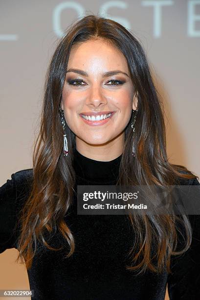 Janina Uhse attends the Marcel Ostertag show during the Mercedes-Benz Fashion Week Berlin A/W 2017 at Delight Rental Studios on January 18, 2017 in...