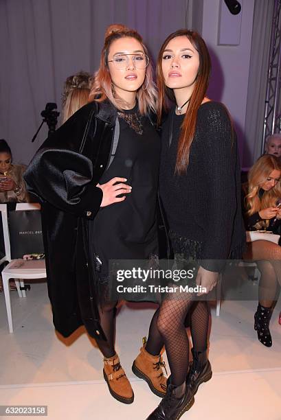 Anna Maria Damm and her sister Katharina Damm attend the Marcel Ostertag show during the Mercedes-Benz Fashion Week Berlin A/W 2017 at Delight Rental...