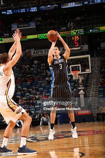 Damjan Rudez of the Orlando Magic shoots the ball against the New Orleans Pelicans on January 18, 2017 at the Smoothie King Center in New Orleans,...