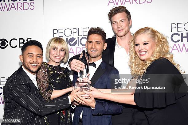 Actors Tahj Mowry, Chelsea Kane, Jean-Luc Bilodeau, Derek Theler and Melissa Peterman, winner of the Favorite Cable TV Comedy Award, "Baby Daddy",...