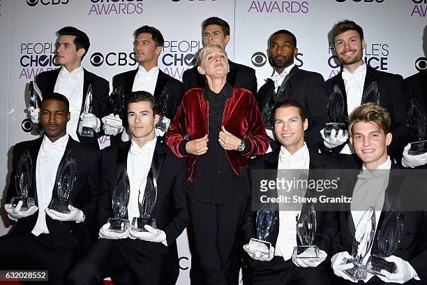 Comedienne Ellen DeGeneres, winner of a record-setting 20 career People's Choice Awards, poses in the press room during the People's Choice Awards...