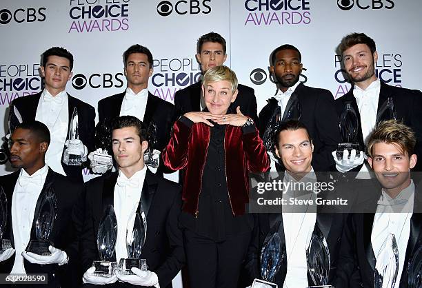 Comedienne Ellen DeGeneres, winner of a record-setting 20 career People's Choice Awards, poses in the press room during the People's Choice Awards...