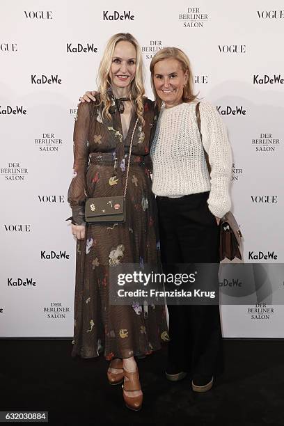 Anne Meyer-Minnemann and Petra Fladenhofer attend the celebration of 'Der Berliner Mode Salon' by KaDeWe & Vogue at KaDeWe on January 18, 2017 in...