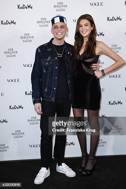 Carl Jakob Haupt and Gianna Mller attend the celebration of 'Der Berliner Mode Salon' by KaDeWe & Vogue at KaDeWe on January 18, 2017 in Berlin,...