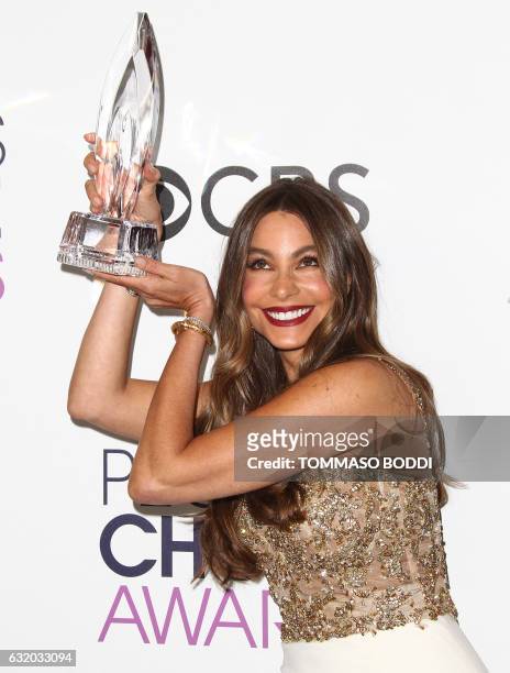 Actress Sofia Vergara arrives at the People's Choice Awards 2017 at Microsoft Theater in Los Angeles, California, on January 18, 2017.