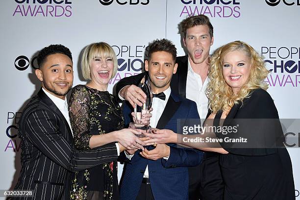 Actors Tahj Mowry, Chelsea Kane, Jean-Luc Bilodeau, Derek Theler and Melissa Peterman, winner of the Favorite Cable TV Comedy Award, 'Baby Daddy',...
