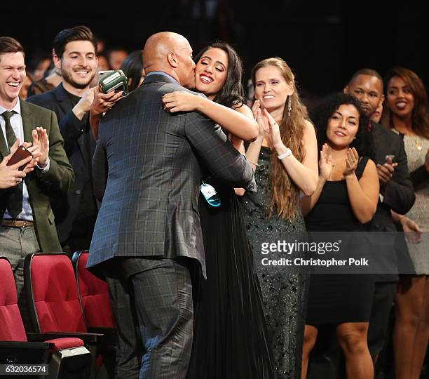 Actor Dwayne Johnson and Simone Alexandra Johnson attend the People's Choice Awards 2017 at Microsoft Theater on January 18, 2017 in Los Angeles,...