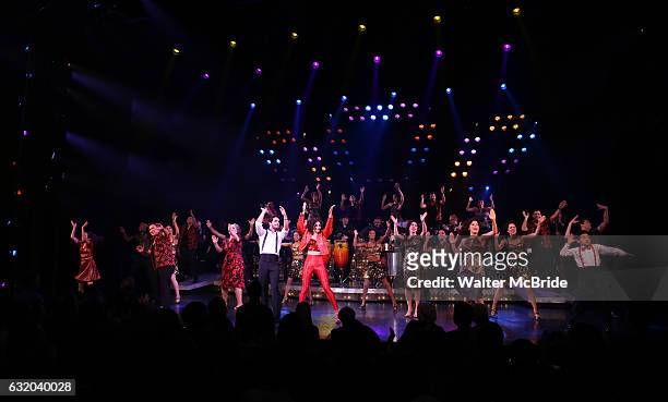 Alma Cuervo, Ektor Rivera, Ana Villafane, Andrea Burns with cast of the Broadway production of 'On Your Feet!' celebrate their 500th performance at...