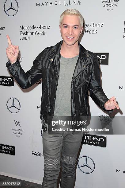 Julian David attends the Ewa Herzog show during the Mercedes-Benz Fashion Week Berlin A/W 2017 at Kaufhaus Jandorf on January 19, 2017 in Berlin,...