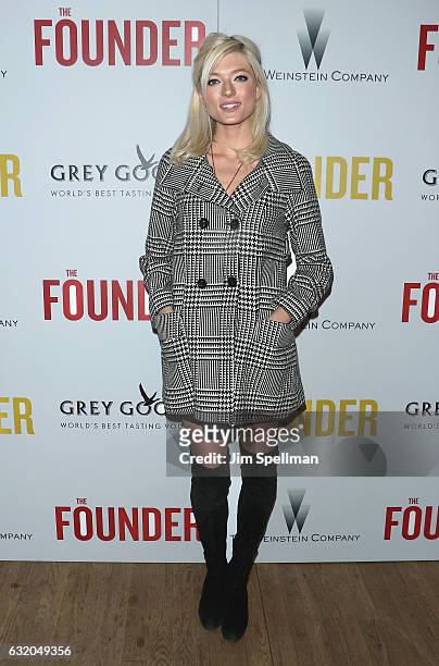 Model Sophie Sumner attends the screening of "The Founder" hosted by The Weinstein Company with Grey Goose at The Roxy on January 18, 2017 in New...