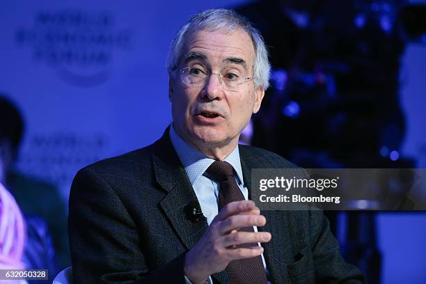 Nicholas Stern, president of The British Academy, speaks during a panel session at the World Economic Forum in Davos, Switzerland, on Thursday, Jan....
