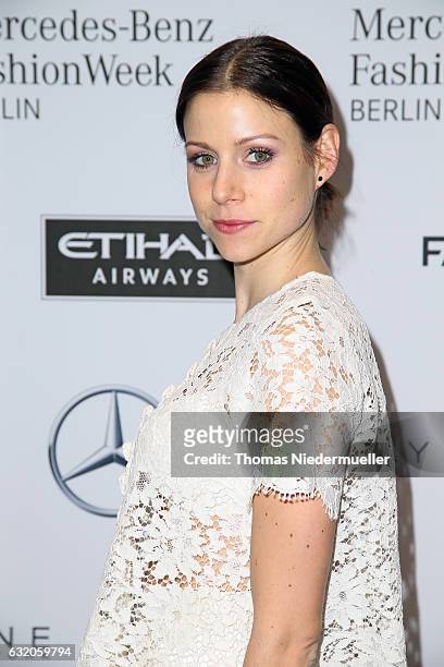 Katrin Hess attends the Ewa Herzog show during the Mercedes-Benz Fashion Week Berlin A/W 2017 at Kaufhaus Jandorf on January 19, 2017 in Berlin,...