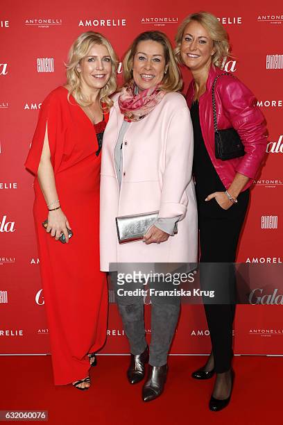 Astrid Bleeker, Martina Buckenmaier of Riani and Katja Rechner of Riani attend the 'Gala' fashion brunch during the Mercedes-Benz Fashion Week Berlin...