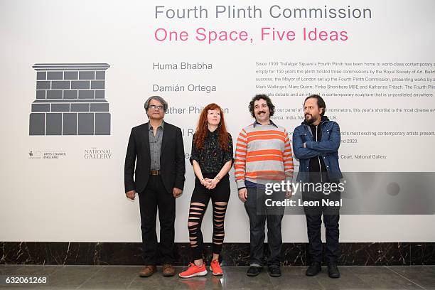 Nominated artists Shuddha Sengupta of the Raqs Media Collective , Heather Phillipson , Michael Rakowitz and Damian Ortega pose for photographers at...