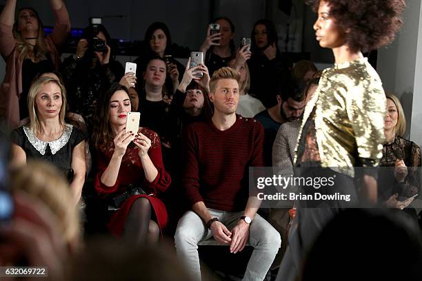 Nataliia Fiebrig and Maxi Arland attend the Ewa Herzog show during the Mercedes-Benz Fashion Week Berlin A/W 2017 at Kaufhaus Jandorf on January 19,...