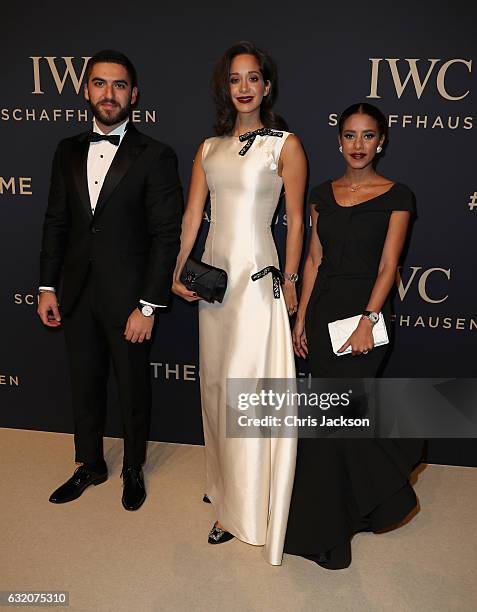 Elias El Indari, Lana El Sahely and Nadya Hassan attend the IWC Schaffhausen "Decoding the Beauty of Time" Gala Dinner during the launch of the Da...