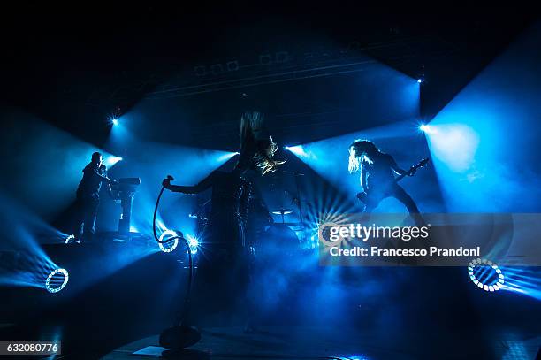 Coen Janseen,Simone Simons and Isaac Delahaye of Epica Perform at Live Club on January 18, 2017 in Milan, Italy.