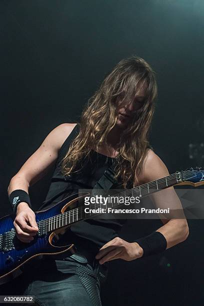 Isaac Delahaye of Epica Perform at Live Club on January 18, 2017 in Milan, Italy.