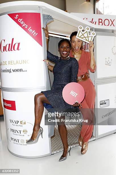 Nikeata Thompson and Annabelle Mandeng attend the 'Gala' fashion brunch during the Mercedes-Benz Fashion Week Berlin A/W 2017 at Ellington Hotel on...
