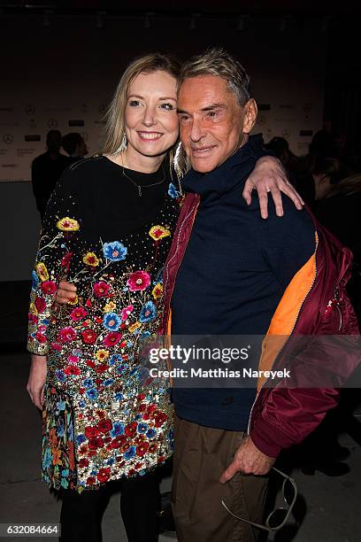 Jette Joop and Wolfgang Joop attend the Vladimir Karaleev show during the Mercedes-Benz Fashion Week Berlin A/W 2017 at Kaufhaus Jandorf on January...