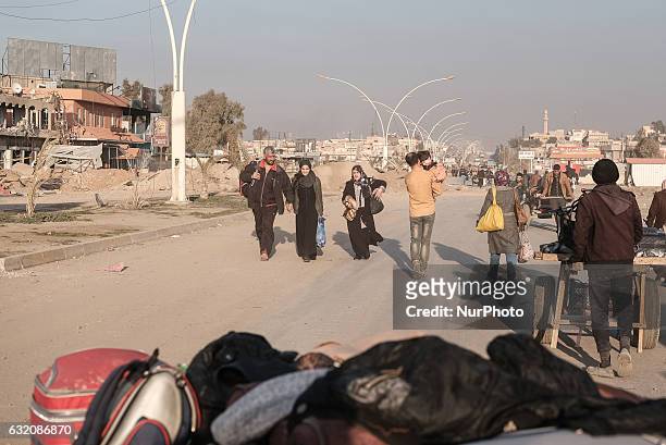 Mosul, Iraq.Street in liberated east Mosul. Iraqi forces have retaken control of east Mosul from the Islamic State group.The city is cut in half by...