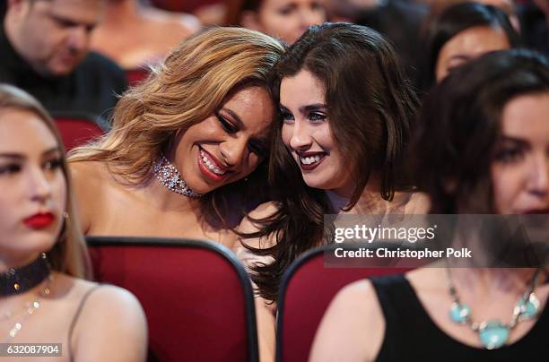 Singers Dinah Jane and Lauren Jauregui of Fifth Harmony in the audience during the People's Choice Awards 2017 at Microsoft Theater on January 18,...