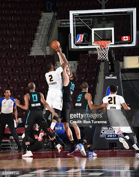 Cliff Alexander of the Erie Bayhawks drives to the basket during the game against the Greensboro Swarm as part of 2017 NBA D-League Showcase at the...