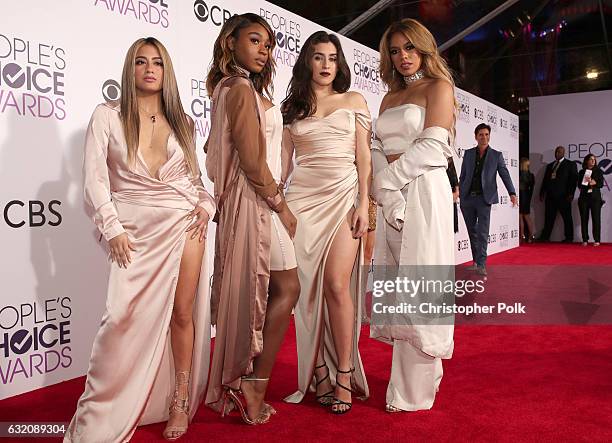 Recording artists Ally Brooke, Normani Kordei, Lauren Jauregui, and Dinah Jane of music group Fifth Harmony attend the People's Choice Awards 2017 at...