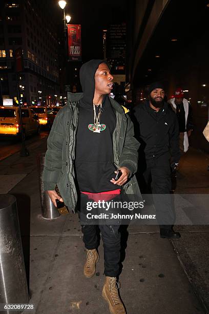 Joey Bada$$ arrives at Yams Day With A$AP Rocky at Madison Square Garden on January 18, 2017 in New York City.