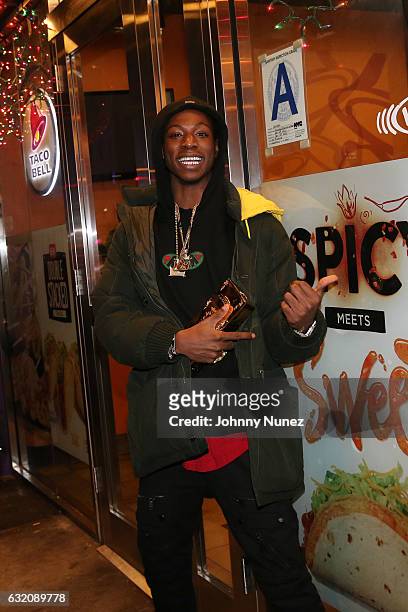 Joey Bada$$ arrives at Yams Day With A$AP Rocky at Madison Square Garden on January 18, 2017 in New York City.