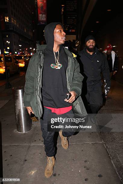 Joey Bada$$ arrives at Yams Day With A$AP Rocky at Madison Square Garden on January 18, 2017 in New York City.