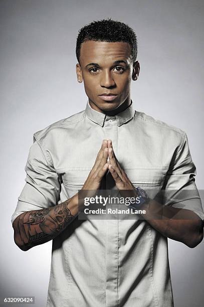 Singer Aston Merrygold with pop band JLS is photographed on September 16, 2011 in London, England.