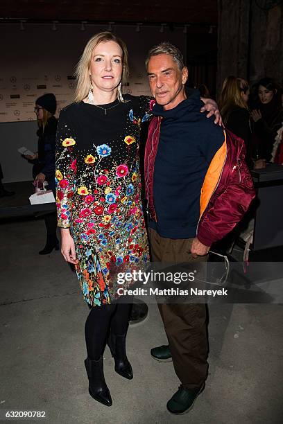 Jette Joop and her father Wolfgang Joop attend the Vladimir Karaleev show during the Mercedes-Benz Fashion Week Berlin A/W 2017 at Kaufhaus Jandorf...