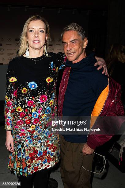 Jette Joop and her father Wolfgang Joop attend the Vladimir Karaleev show during the Mercedes-Benz Fashion Week Berlin A/W 2017 at Kaufhaus Jandorf...