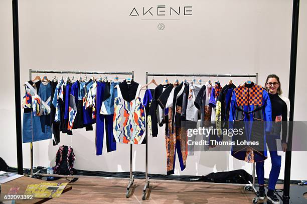 Designerc from label Akene is seen during the Mercedes-Benz Fashion Week Berlin A/W 2017 at 'me Collectors Room' on January 19, 2017 in Berlin,...