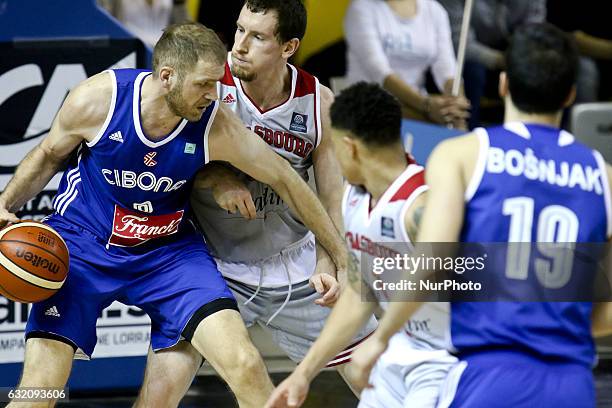 Luka Zoric 8 / Matt Howard 54 during SIG Strasbourg vs Cibona - Basketball Champions League in Strasbourg, France, on January 18, 2017.