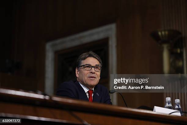 Former Texas Governor Rick Perry, President-elect Donald Trump's choice as Secretary of Energy, testifies during his confirmation hearing before the...