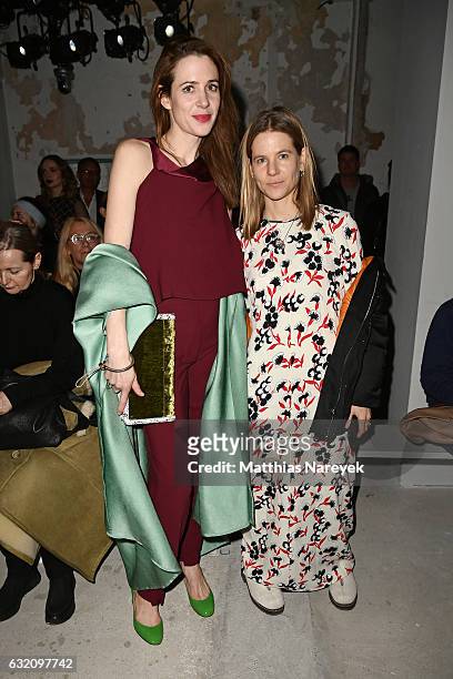 Julia Malik and Aino Laberenz attend the Michael Sontag show during the Mercedes-Benz Fashion Week Berlin A/W 2017 at Kaufhaus Jandorf on January 19,...