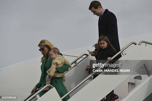 President-elect Donald Trump's daughter Ivanka Trump, husband Jared Kushner and children, step off a plane upon arrival at Andrews Air Force Base in...