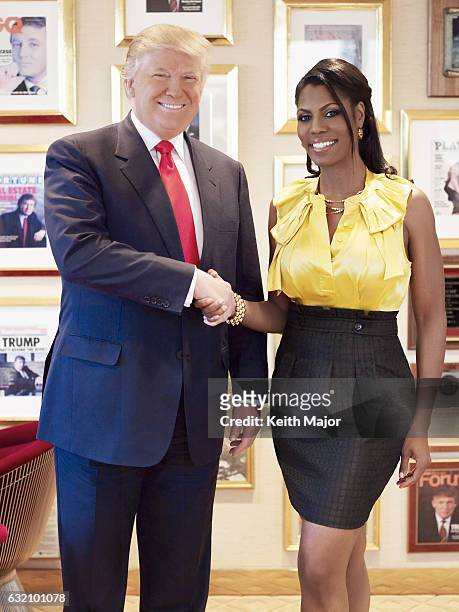 Businessman Donald Trump and TV reality personality Omarosa Manigault-Stallworth are photographed for on January 14, 2010 in New York City.