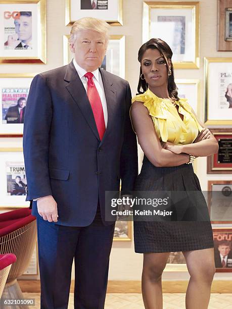 Businessman Donald Trump and TV reality personality Omarosa Manigault-Stallworth are photographed for on January 14, 2010 in New York City.