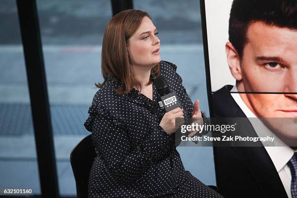 Actress Emily Deschanel attends Build Series to discuss her show "Bones" at Build Studio on January 19, 2017 in New York City.