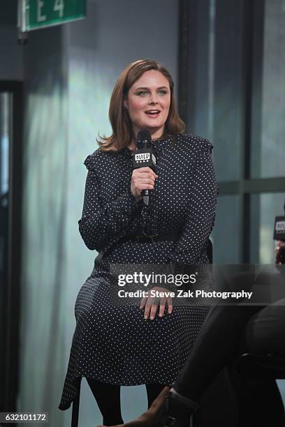 Actress Emily Deschanel attends Build Series to discussher show "Bones" at Build Studio on January 19, 2017 in New York City.