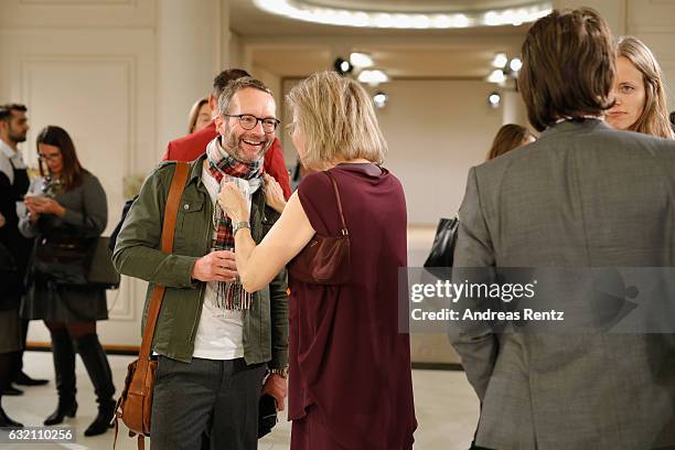 Marcus Luft and Inga Griese attend the 'Icons in Fashion' vernissage during the Der Berliner Mode Salon A/W 2017 at Kronprinzenpalais on January 19,...