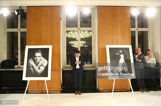 Atmosphere at the 'Icons in Fashion' vernissage during the Der Berliner Mode Salon A/W 2017 at Kronprinzenpalais on January 19, 2017 in Berlin,...